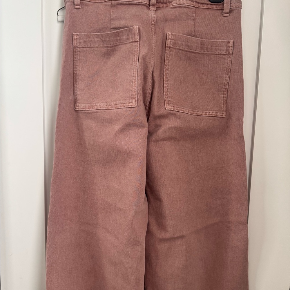 Zara Marine Straight Stylish Pink/Rose Wide-Leg Pants - Picture 3 of 5